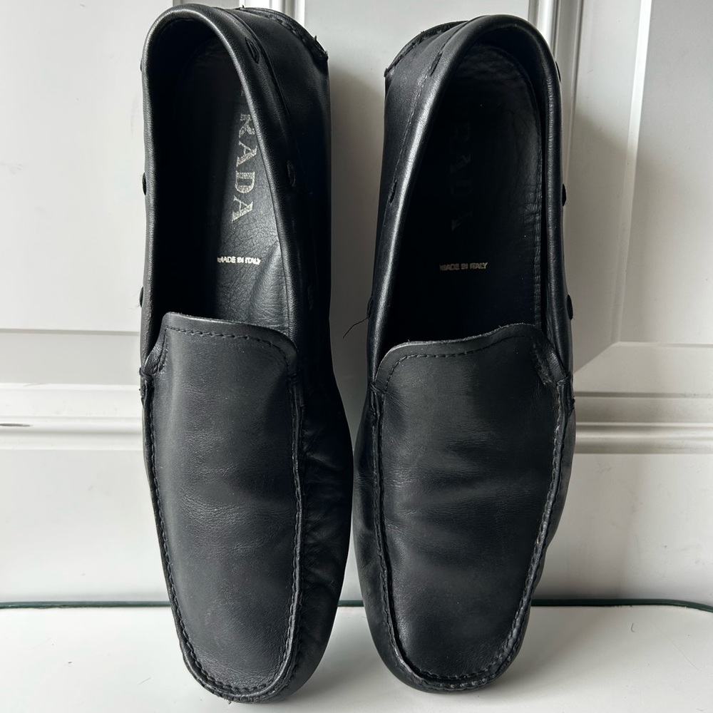 Prada Black Leather Loafers Sleek Minimalist Design